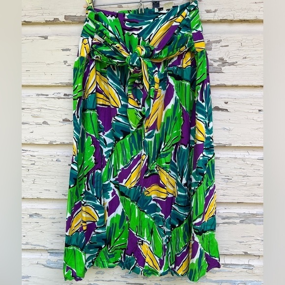 Vintage 80s Jess & Liz Tropical Hawaiian High-Waist A-Line BoHo Skirt USA 14 - Picture 1 of 7